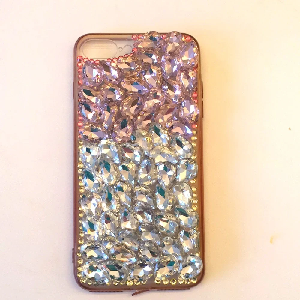 Pink &White Crystals covered iPhone Cover 6” Long - Picture 1 of 9